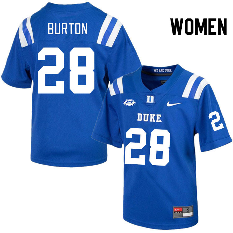 Women #28 Clayton Burton Duke Blue Devils College Football Jerseys Stitched Sale-Royal - Click Image to Close